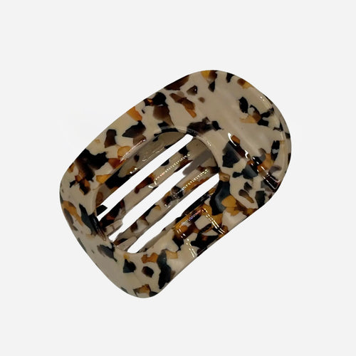 Cellulose Acetate Circle Flat Claw Clip - Mochaccino