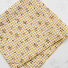 Gingham Cotton Square Scarf - Mustard Floral