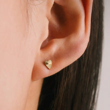 Fluted Heart Stud Earrings - Gold