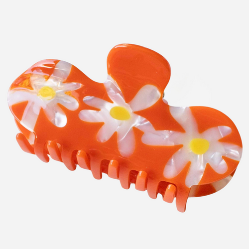 Eco-friendly Daisy Flower Curved Hair Claw Clip - Mandarin