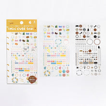 Sticker Sheet - Mini Cube Seal - Flower & Coffee