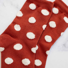 Polka Dots Puff Socks - Brick/Cream