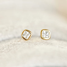 Mini Square Bezel Stud Earrings - Gold