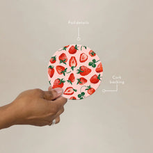 Heat + Water Resistant Coaster - Strawberries