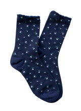 Mini Flower Ruffle Socks - Navy