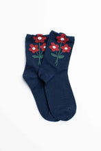 Retro Bouquet Socks - Navy