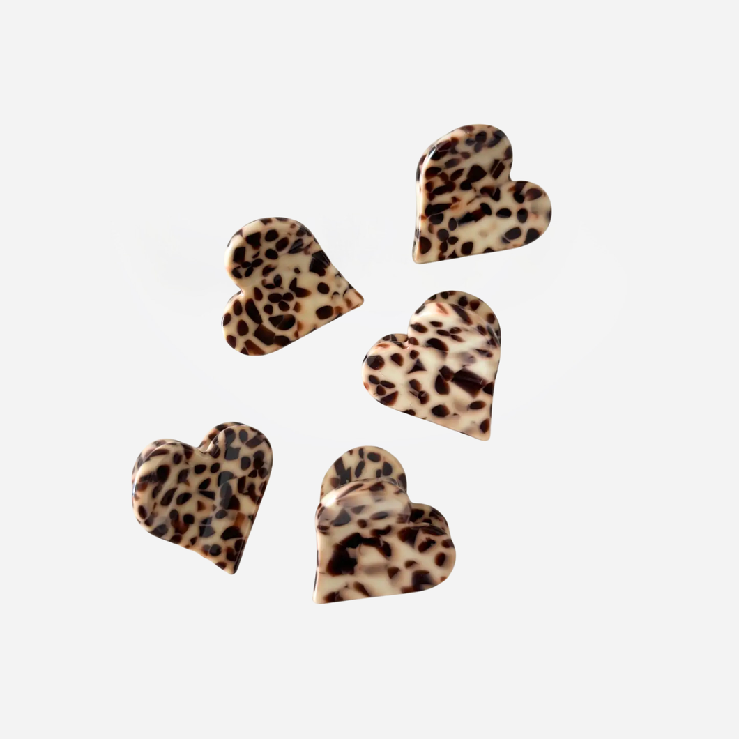 Mini Heart Clip - Toffee Spots (Sold Individually)