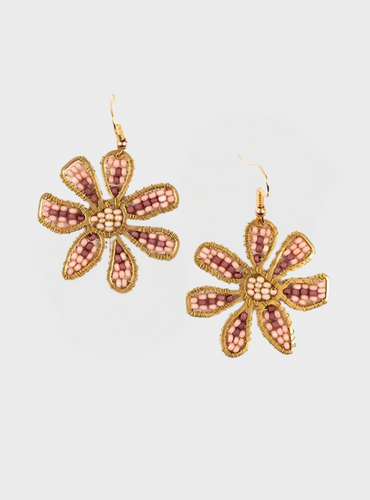 Daisy Bead Earrings - Blush/Plum