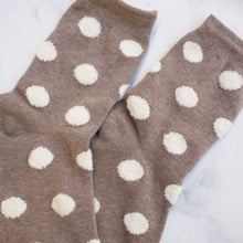 Polka Dots Puff Socks - Mocha/Cream