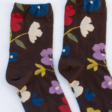 Julia Floral Socks - Chocolate