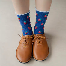 3D Strawberry Picnic Socks - Blue