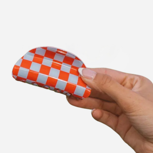 Checked Claw Clip - Blue + Red
