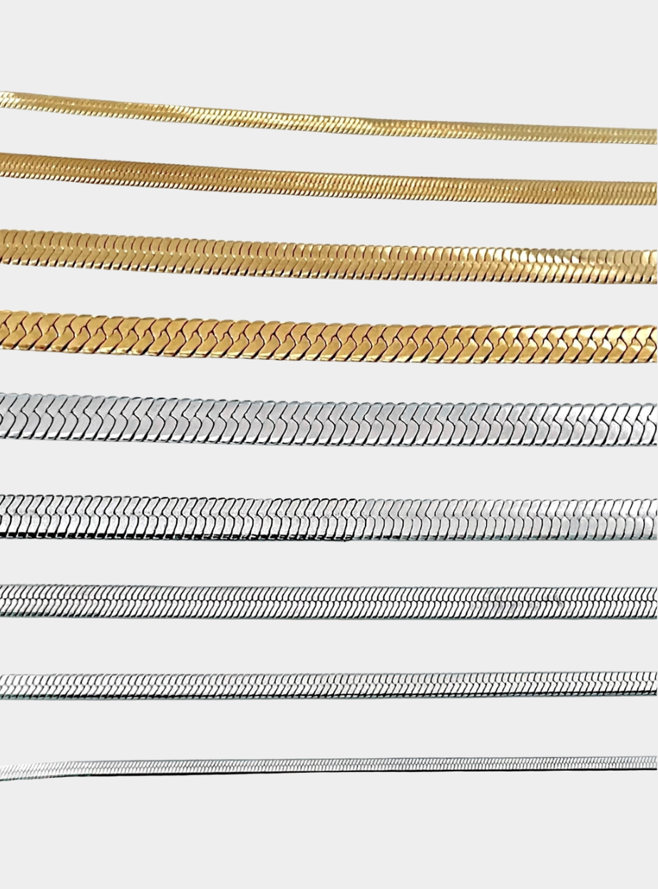Kai Herringbone Chain Necklace - Gold OR Silver (assorted sizes)