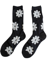 Vintage Glitter Flower Socks - Black