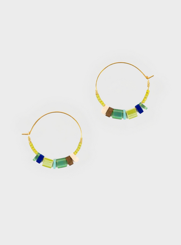 Fiona Hoops - Green Denim