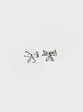 Sparkle Bow Stud Earrings - Silver