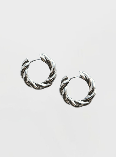 Orla Twisted Chunky Hoops - Silver