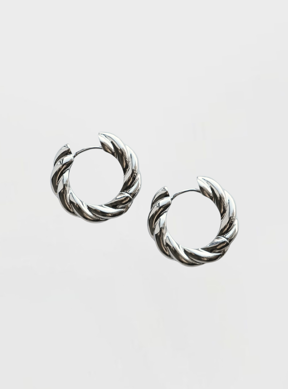 Orla Twisted Chunky Hoops - Silver