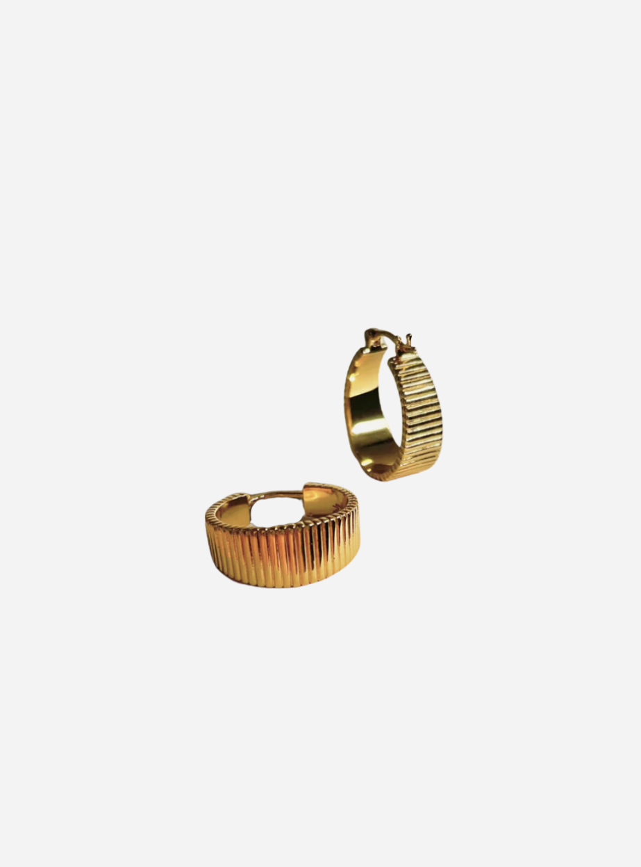 Ribbed Chunky Hoops - Gold