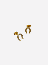 Mini Horseshoe Stud Earrings - Gold