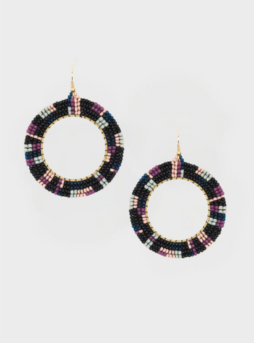 Mel Bead Hoop Earrings - Midnight