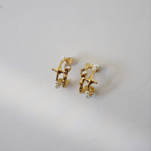 Vesper Pearl Star Double Hoop Earrings - Gold