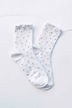 Mini Flower Ruffle Socks - White