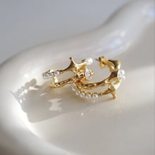 Vesper Pearl Star Double Hoop Earrings - Gold