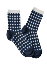 Woven Check Socks - Navy