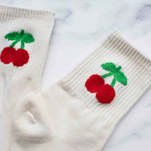 Cherry Puff Socks - Cream