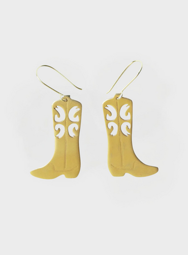 Lacey Boot Dangle Earring - Brass