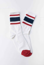 Unisex Athletic Stripe Crew Socks - Red/Navy