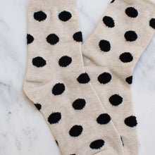 Polka Dots Puff Socks - Beige/Black
