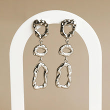Marthia Hammered Drop Earrings - Silver
