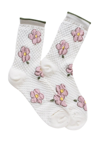 Hildi Floral Socks - Ivory