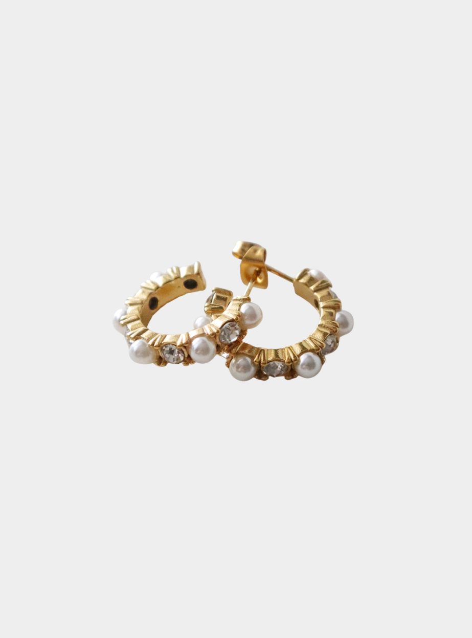 Leilani Pearl Hoop Earrings - Gold