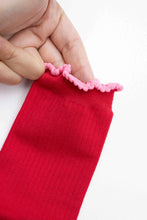 Francis Ruffle Socks - Red/Pink