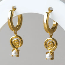 Spiral Pearl Earrings - Gold