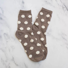 Polka Dots Puff Socks - Mocha/Cream