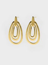 Mila Geometric 3-Tier Teardrop Earrings Brass
