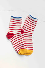 Tri-Colour Striped Socks - Red