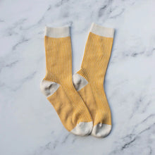 Woven Thin Striped Socks - Mustard