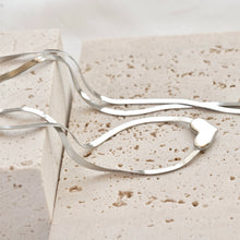 Mini Heart Herringbone Chain Necklace - Silver
