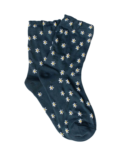 Daisy Meadow Socks - Navy Blue