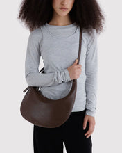 Medium Recycled Leather Flat Crescent - Brown