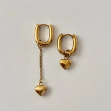 Heart Charm Hoops- Gold