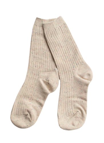 Confetti Ribbed Socks - Oatmeal