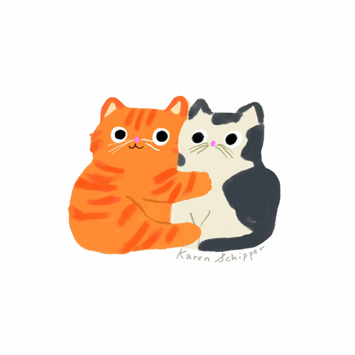 Cat Hug Vinyl Sticker
