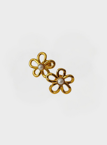 Daisy Pearl Earrings - Gold