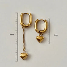 Heart Charm Hoops- Gold